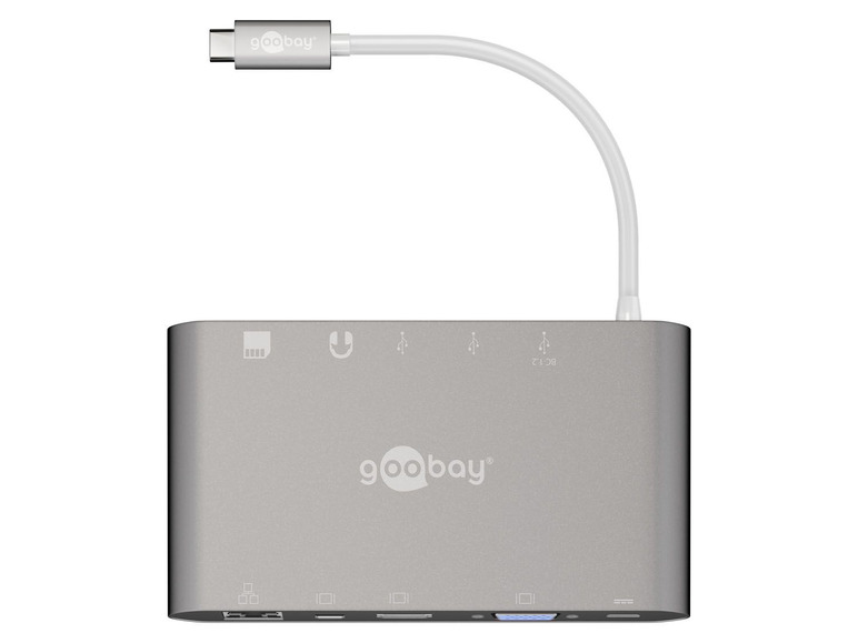 Gehe zu Vollbildansicht: Goobay USB-C™ All-in-1 Multiport-Adapter (Aluminium), silber - Bild 1