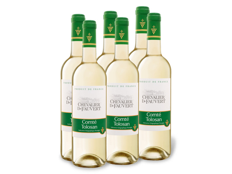Gehe zu Vollbildansicht: 6 x 0,75-l-Flasche Weinpaket Chevalier de Fauvert Comté Tolosan IGP lieblich, Weißwein - Bild 1