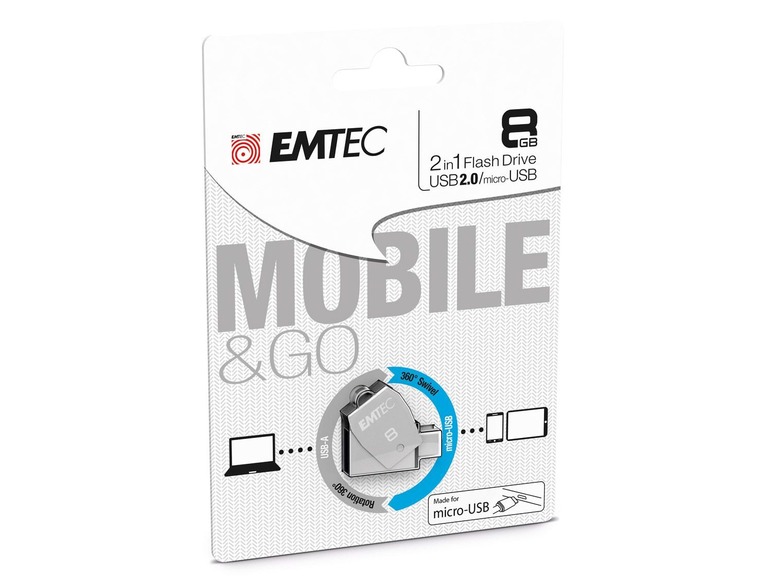 Gehe zu Vollbildansicht: Emtec Dual USB 2.0 micro-USB T250 Stick - Bild 3