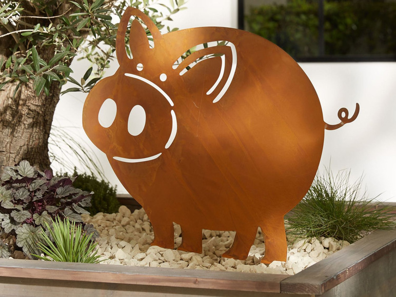 Gehe zu Vollbildansicht: Pureday Rost-Gartenstecker Schwein Leon - Bild 2
