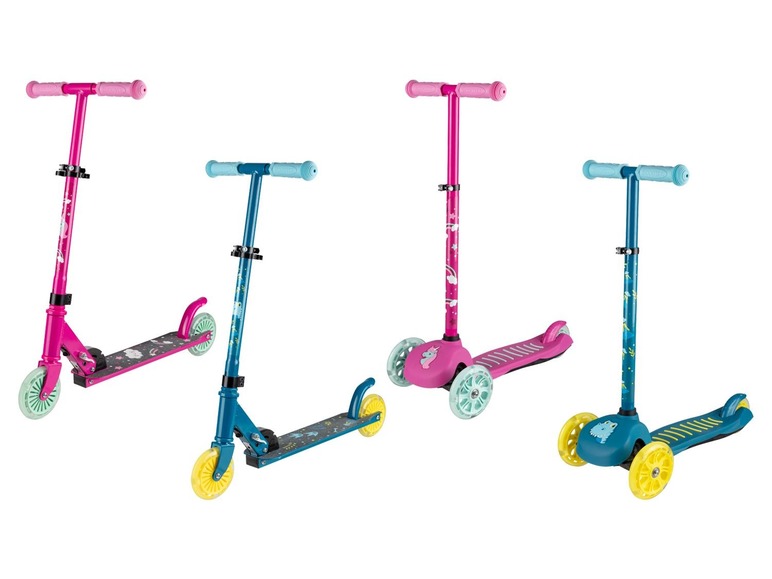Gehe zu Vollbildansicht: PLAYTIVE® JUNIOR Kinder Scooter, mit LED-Rollen, Hinterrad-Reibungsbremse, ab 3 Jahren - Bild 1