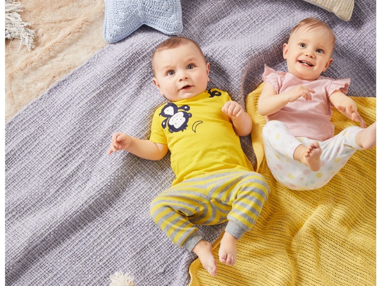 Gehe zu Vollbildansicht: LUPILU® Baby T-Shirt Jungen, 2 Stück, mit Schulterknöpfung, aus reiner Baumwolle - Bild 6