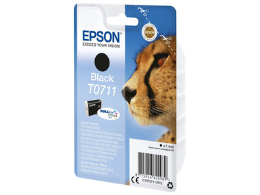 EPSON T0711 Gepard Tintenpatrone Schwarz, C13T07114012