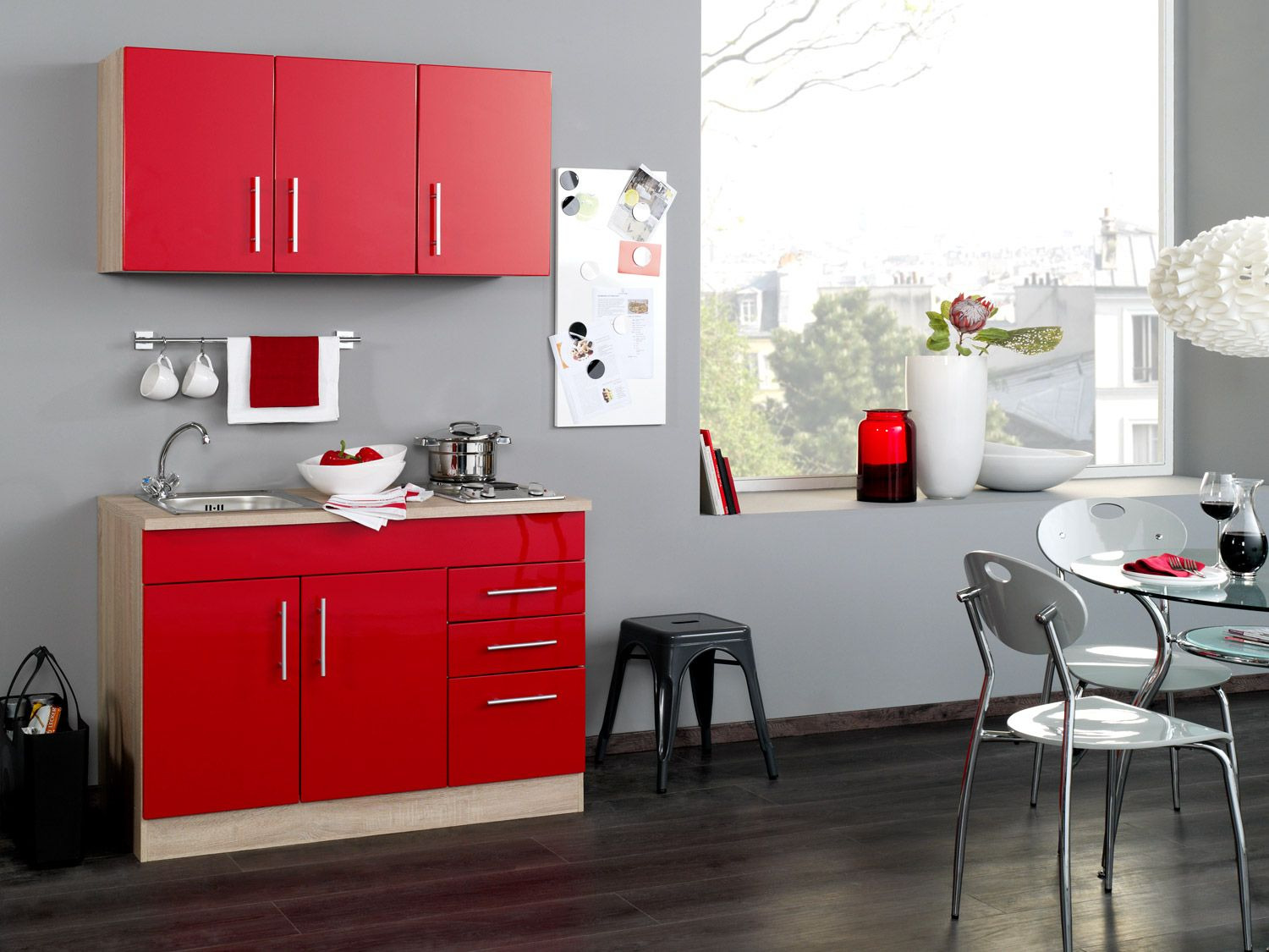 HELD Singleküche »Toronto«, B 120 cm, 2er Kochmulde, 2 Hängeschränke