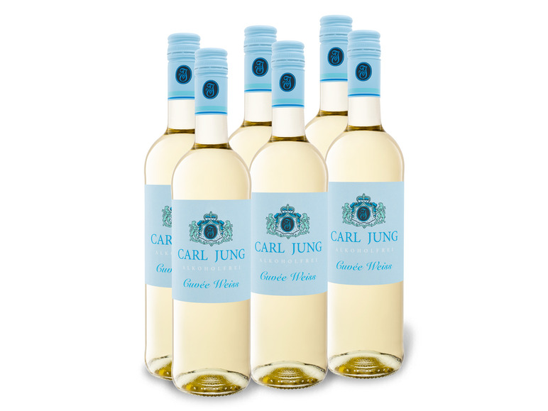 Gehe zu Vollbildansicht: 6 x 0,75-l-Flasche Weinpaket Carl Jung Cuvée Weiss, alkoholfreier Weißwein - Bild 1
