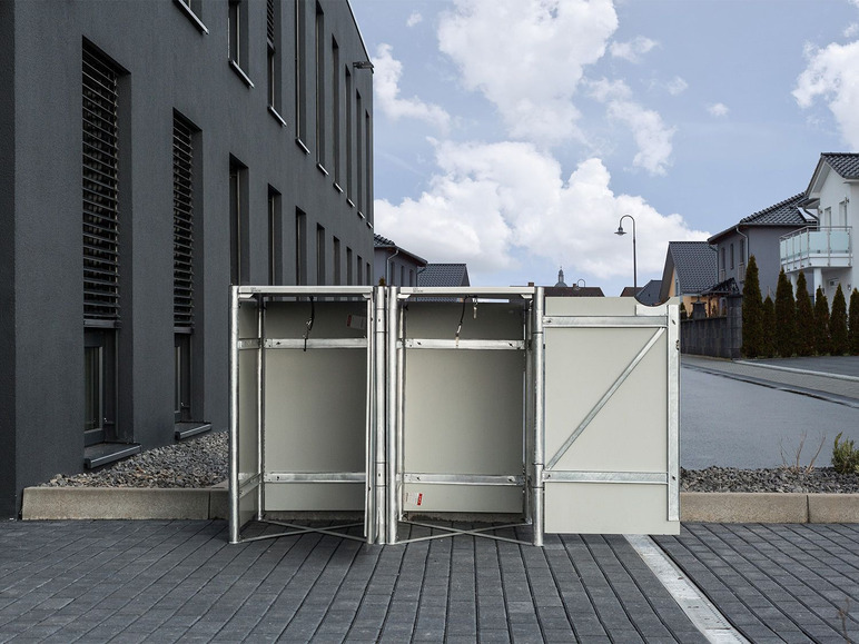 Gehe zu Vollbildansicht: HIDE Dänemark Mülltonnenbox, für Mülltonnen bis 240 Liter, mit Tür und Klappdeckel - Bild 3