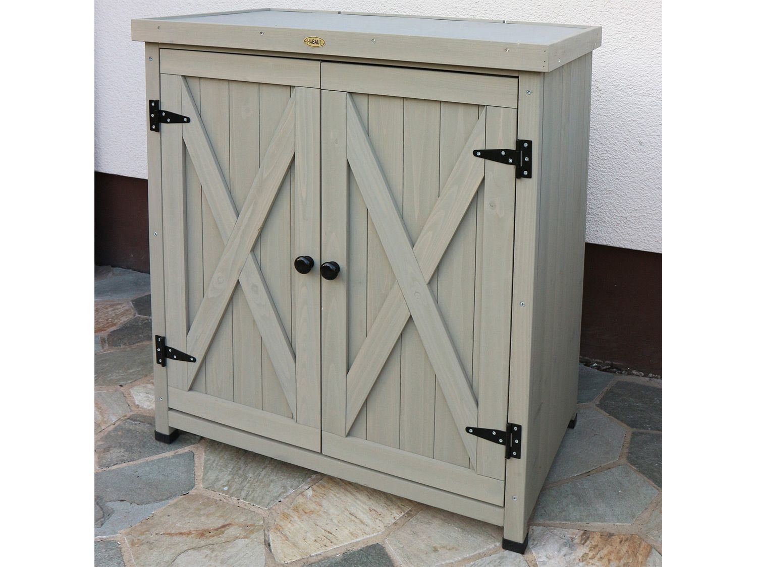 HABAU Gartenschrank »Laura«, mit Türen und Aluminiumarbeitstisch, inkl