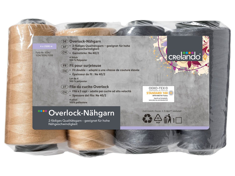 Gehe zu Vollbildansicht: CRELANDO® Overlock Nähgarnspule, 4 Stück, 2-fädig - Bild 10