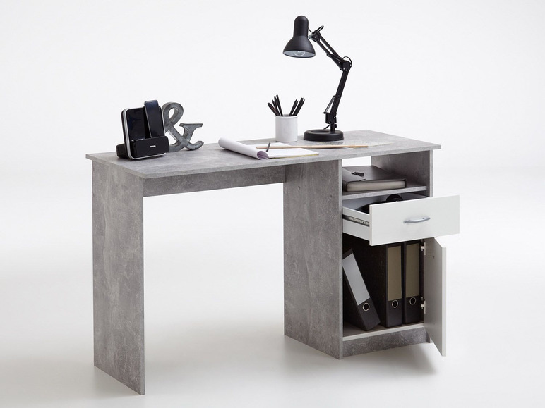 FMD Schreibtisch mit Tür, Schubkasten, offenes Ablagefach, Spanplatte