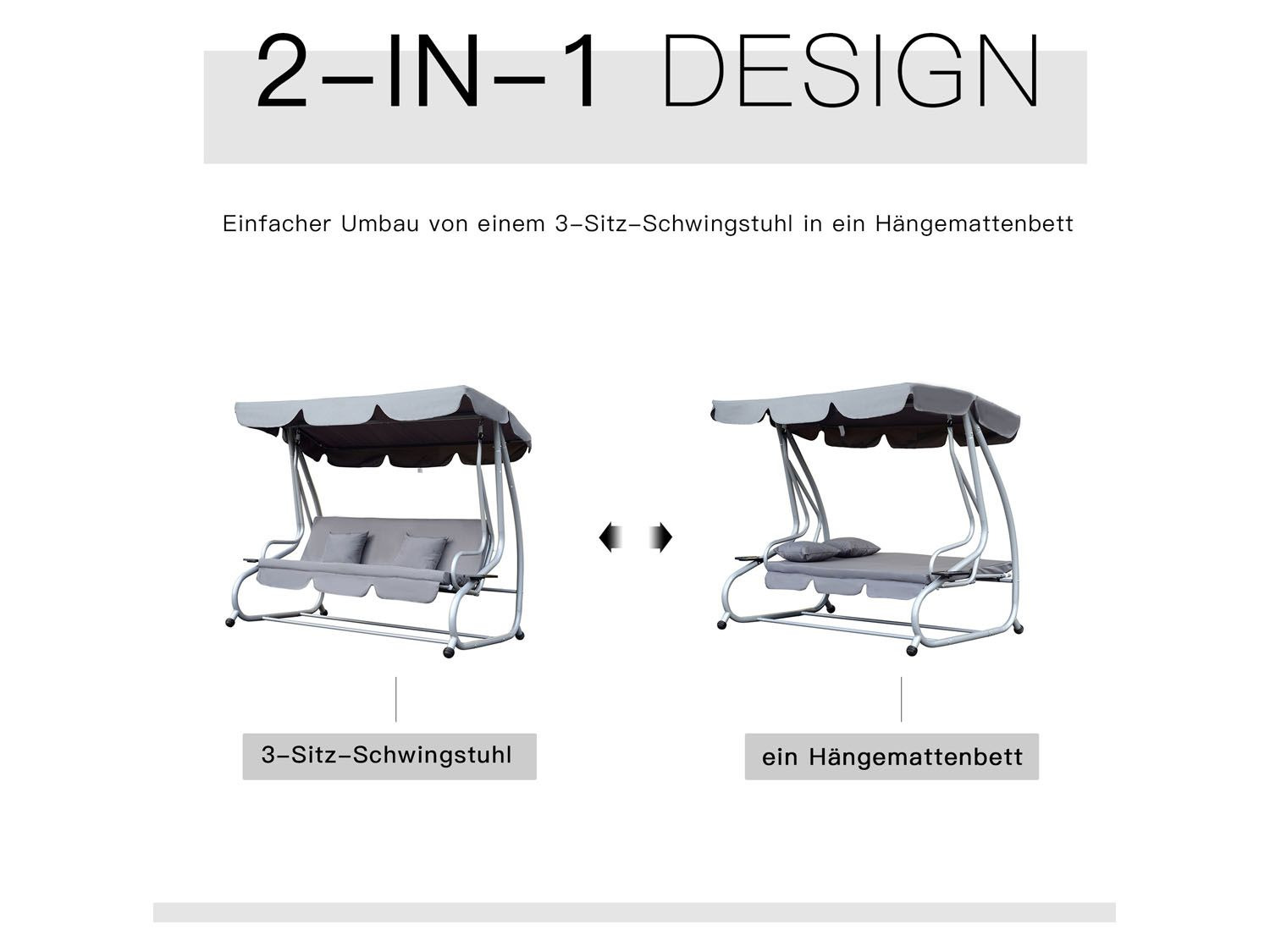 Outsunny Gartenschaukel mit Dach, weiche Polsterung - Lidl.de