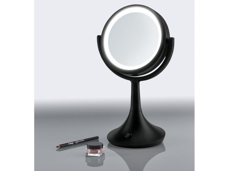 Gehe zu Vollbildansicht: MIOMARE® LED-Kosmetikspiegel, Rand mit LED-Licht, drehbarer Spiegel, 5-fache Vergrößerung - Bild 17