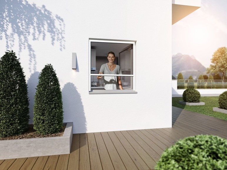 Gehe zu Vollbildansicht: wip Insektenschutz Plissee für Fenster, extra dünne Profile, 100 x 120 cm - Bild 1