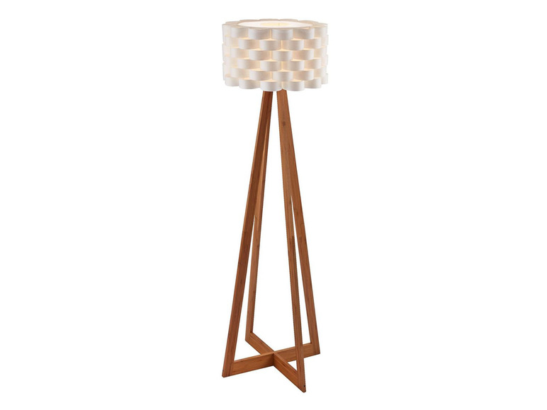 Gehe zu Vollbildansicht: Pureday Design Stehlampe mit Papierschirm und Holzfuß - Bild 2