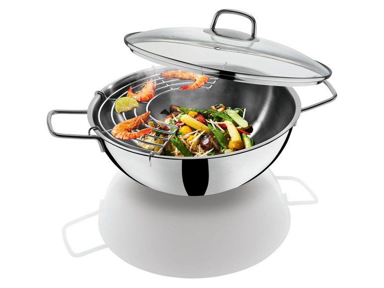 ERNESTO® Edelstahl Wok/ Wokpfanne, mit Glasdeckel Lidl.de