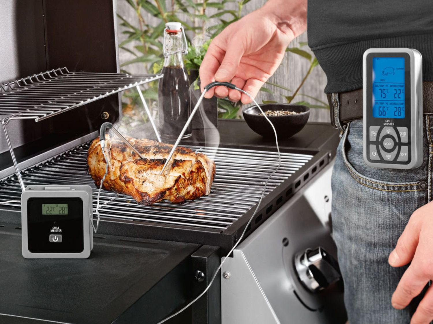 GRILLMEISTER 2 Fühler Grillthermometer »Bluetooth T GTGT 2.4 A1« / »Funk GFGT 433 B1« Lidl.de