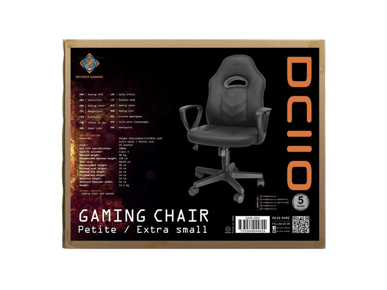 Gehe zu Vollbildansicht: Deltaco Klassischer Gaming Stuhl Gaming Stuhl, Junior Größe, Bequem, PU Leder, Höhe verstellbar - Bild 8