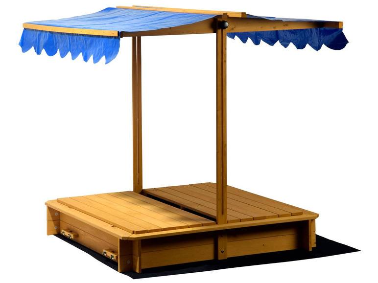 Gehe zu Vollbildansicht: dobar Verschließbarer Sandkasten mit Sitzbänken und verstellbarem Dach - Bild 2