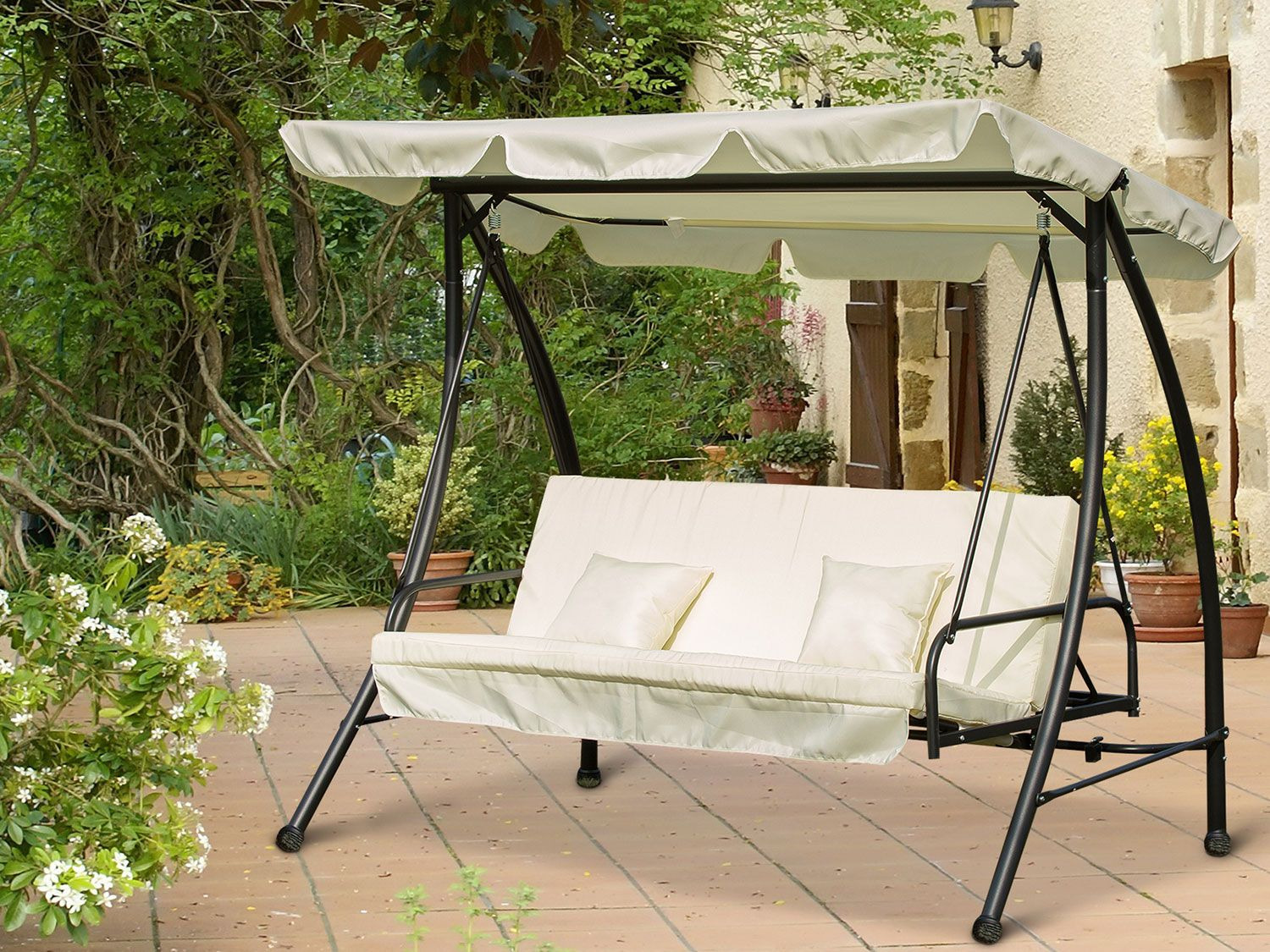 Outsunny Gartenschaukel mit Dach, weiche Polsterung - Lidl.de