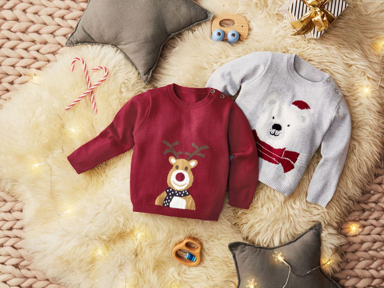 Gehe zu Vollbildansicht: LUPILU® Baby Weihnachtspullover Mädchen, mit Baumwolle - Bild 8