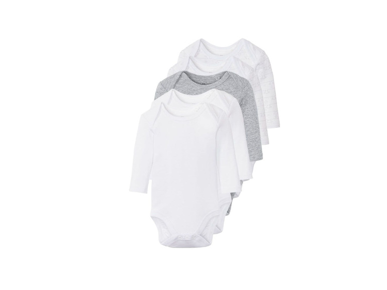 Gehe zu Vollbildansicht: LUPILU® Baby Bodies, 5 Stück, mit Knöpfung im Schritt, aus reiner Baumwolle - Bild 10