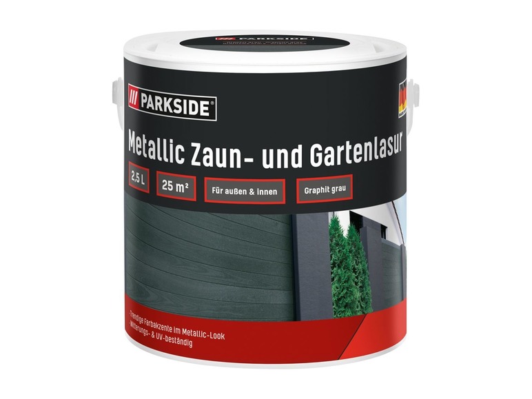 Gehe zu Vollbildansicht: PARKSIDE® Metallic Zaun-/Gartenlasur, 2,5 l , für Holz, witterungsbeständig, UV-beständig - Bild 2