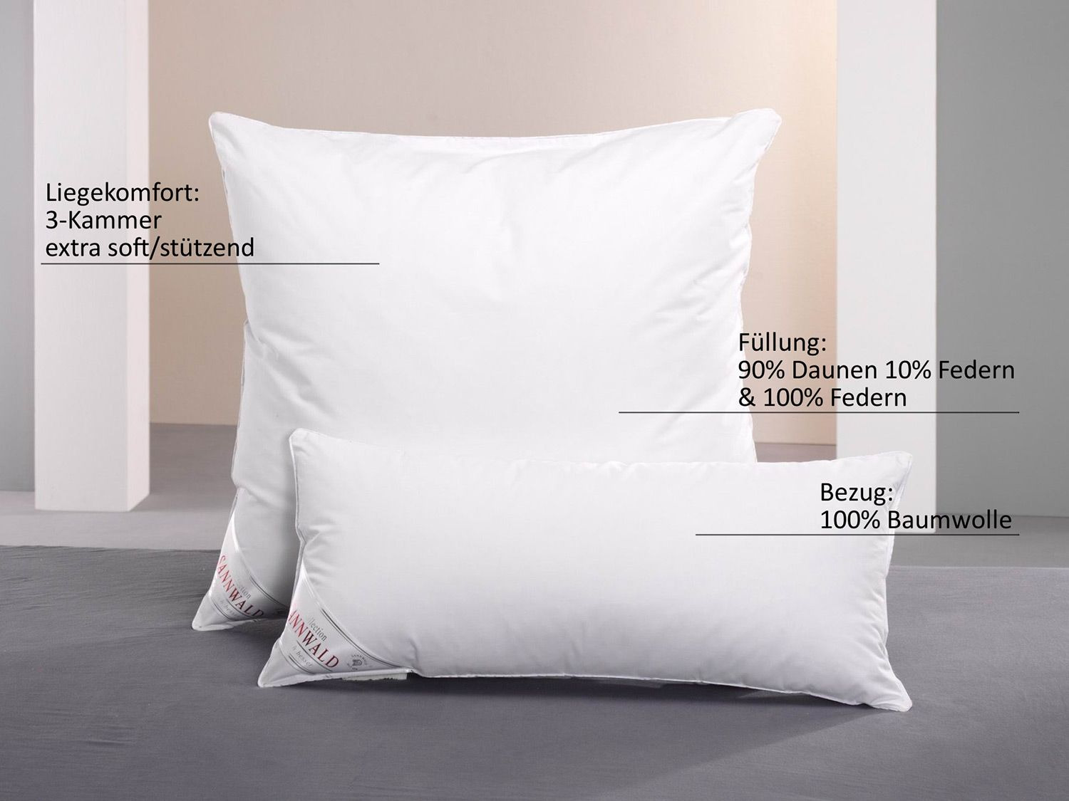 Natürliches Kopfkissen 50x70 Cm – Gefüllt Mit Federn & Daunen, Bezug 100% Baumwolle (weich & Luftig)