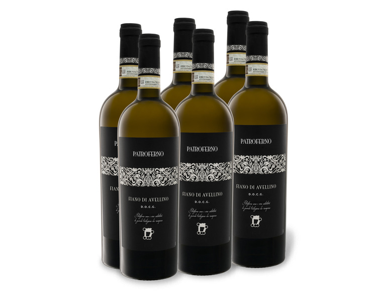 Gehe zu Vollbildansicht: 6 x 0,75-l-Flasche Weinpaket Patroferno Fiano di Avellino DOCG trocken, Weißwein - Bild 1