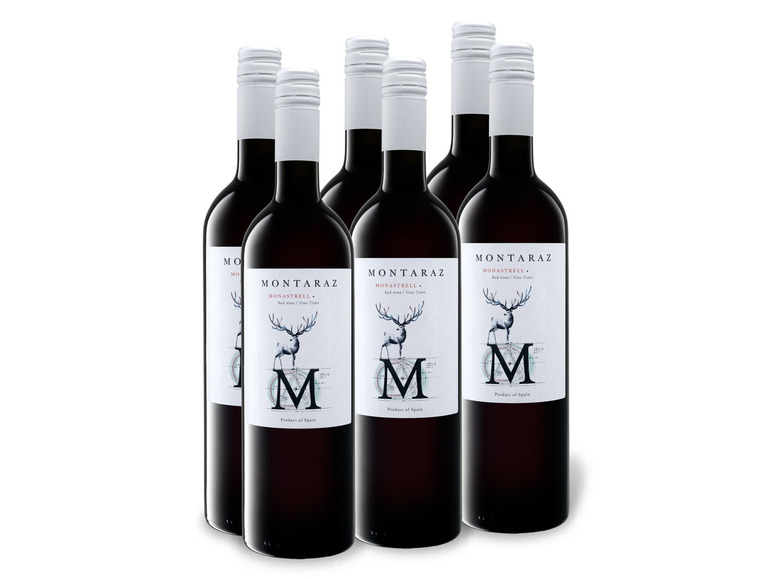 Gehe zu Vollbildansicht: 6 x 0,75-l-Flasche Weinpaket Montaraz Monastrell VdT de Castilla trocken, Rotwein - Bild 1