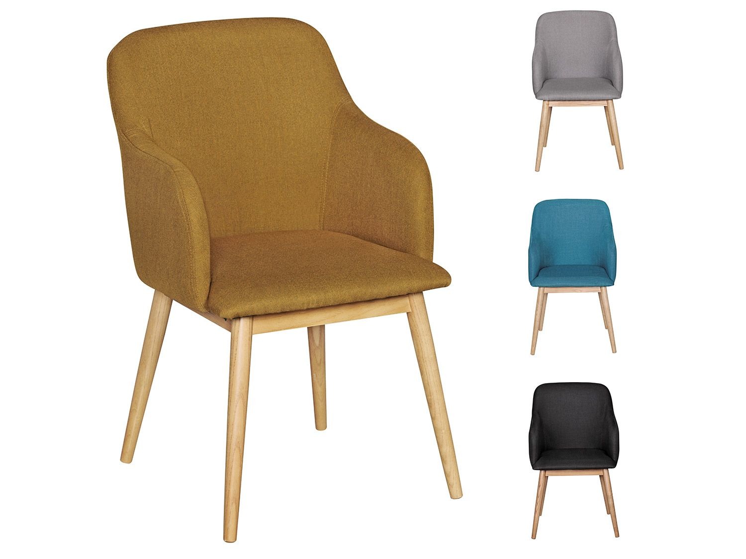 Wohnling Esszimmerstuhl »Skandi«, hohe Armlehnen, Retro-Design, mit