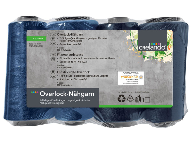 Gehe zu Vollbildansicht: CRELANDO® Overlock Nähgarnspule, 4 Stück, 2-fädig - Bild 17