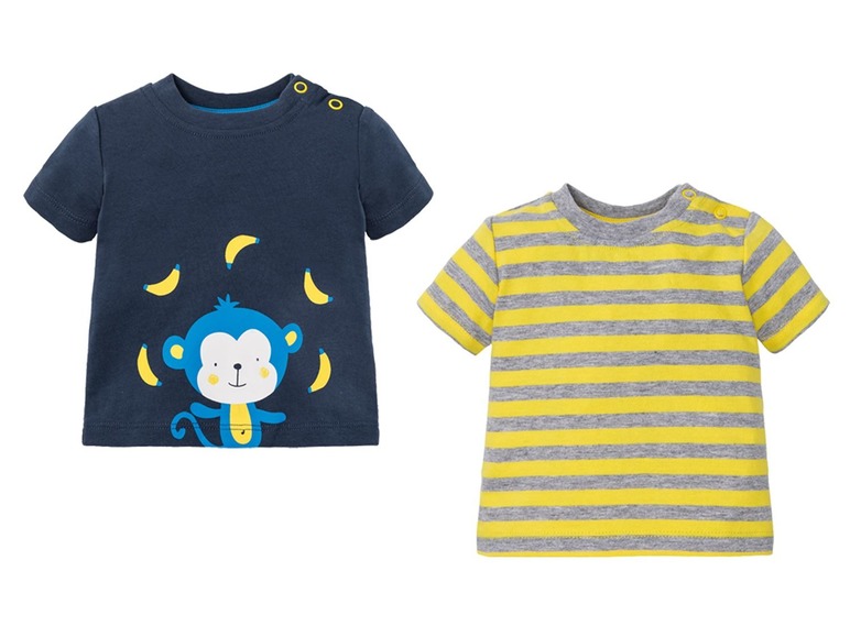 Gehe zu Vollbildansicht: LUPILU® Baby T-Shirt Jungen, 2 Stück, mit Schulterknöpfung, aus reiner Baumwolle - Bild 15