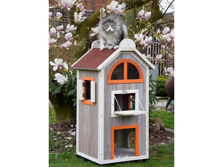 Gehe zu Vollbildansicht: dobar Großes Katzenhaus Fancy Cat, grau-rot-orange - Bild 6