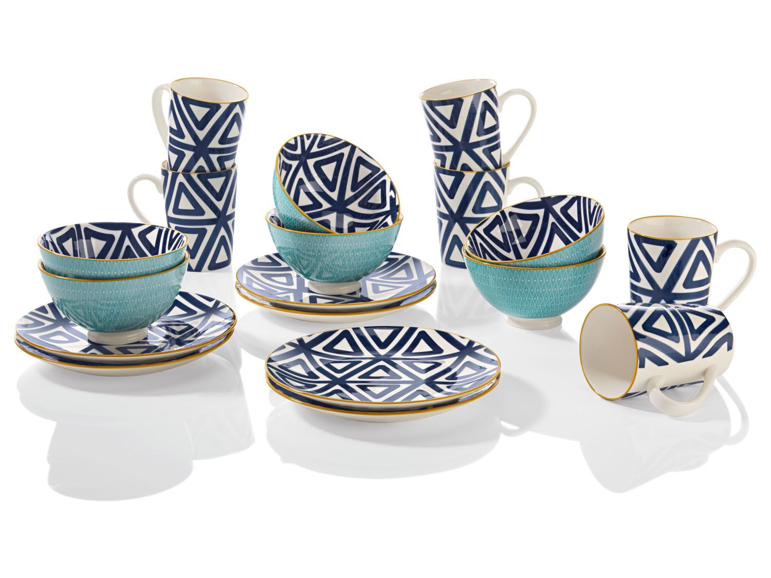 ERNESTO® Porzellan Geschirr Set, 18-teilig, mit Mustern - Lidl.de