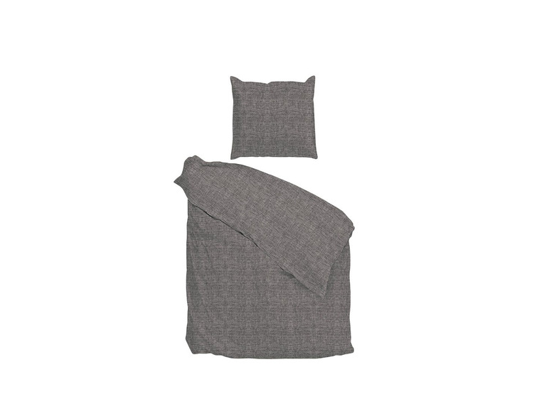 Gehe zu Vollbildansicht: Face-2-Face Baumwoll-Bettwäsche Lino in Leinenoptik dunkelgrau - Bild 3