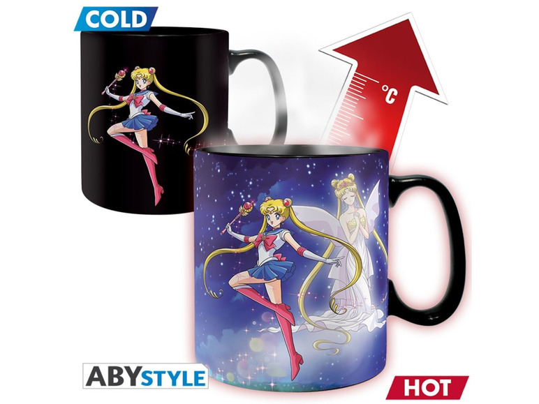 Gehe zu Vollbildansicht: Abysse Deutschland GmbH Tasse Sailor Moon & Chibi (Thermoeffekt) - Fanartikel - Bild 1