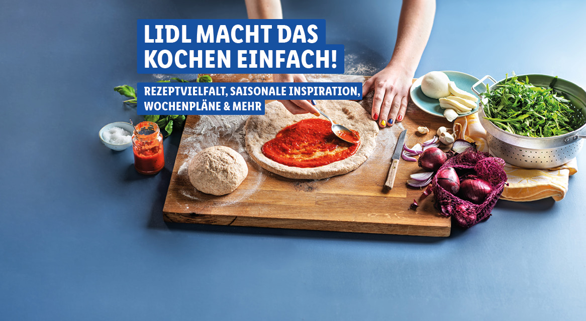 Pizza, frische Zutaten und Lidl Rezepte.