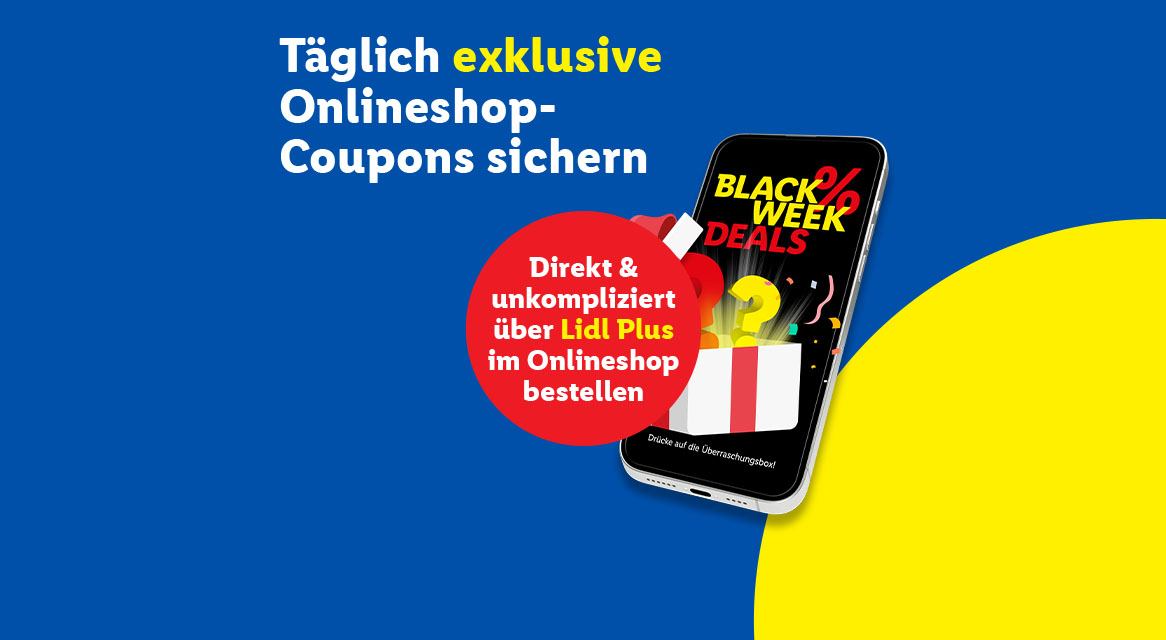 Lidl Plus Coupons: Black Week Angebote auf Smartphone.
