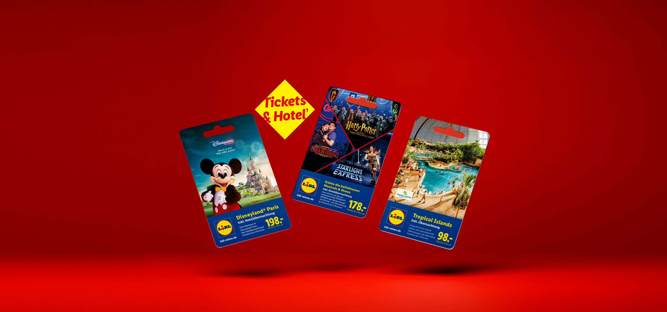 Mit Lidl Reisen Gutscheine kaufen für Disneyland Paris, Tropical Islands oder Musical und Shows . Tickets und Hotel für ab 98€ für 1 Nacht und 2 Personen.