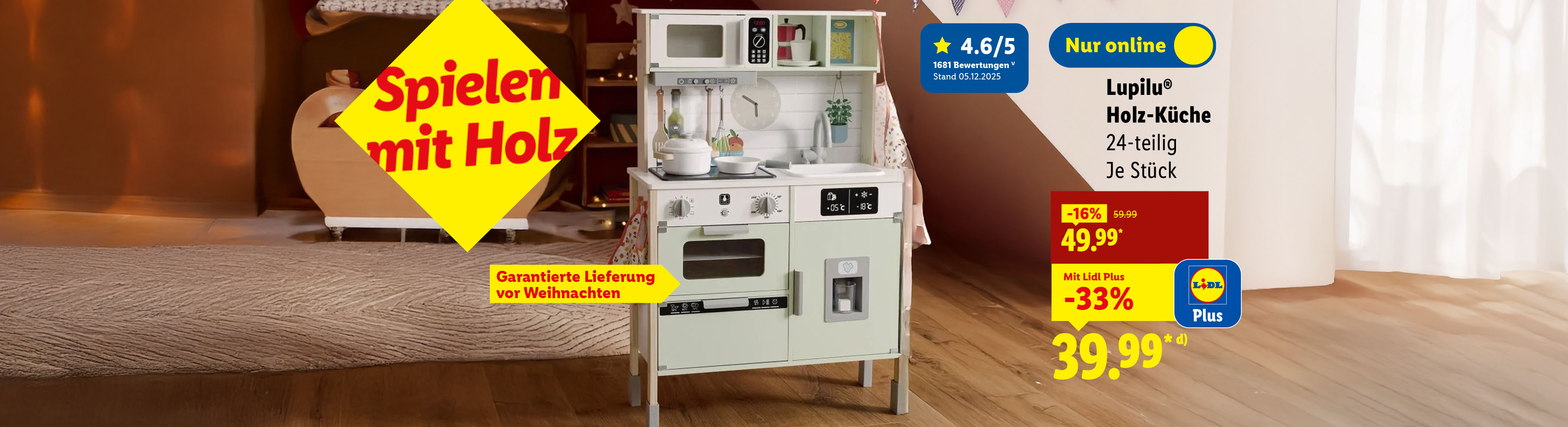 Lupilu Holz-Küche, 24-teilig, mit Rabattaktionen und Online-Verfügbarkeit.