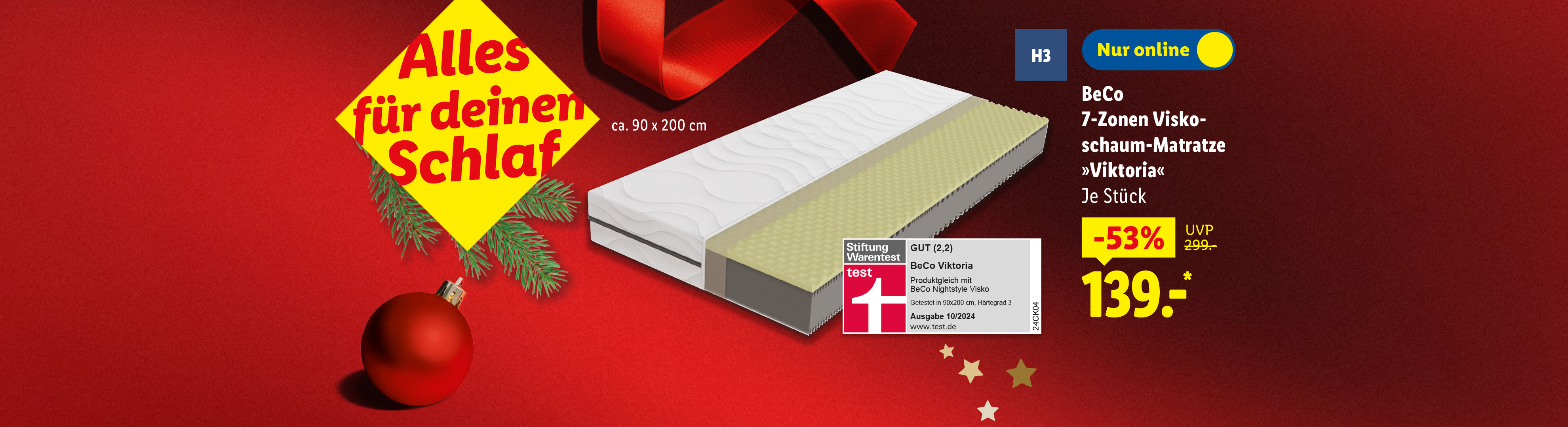BeCo 7-Zonen Visko-Schaum-Matratze „Viktoria“ mit 53% Rabatt, getestet von Stiftung Warentest.