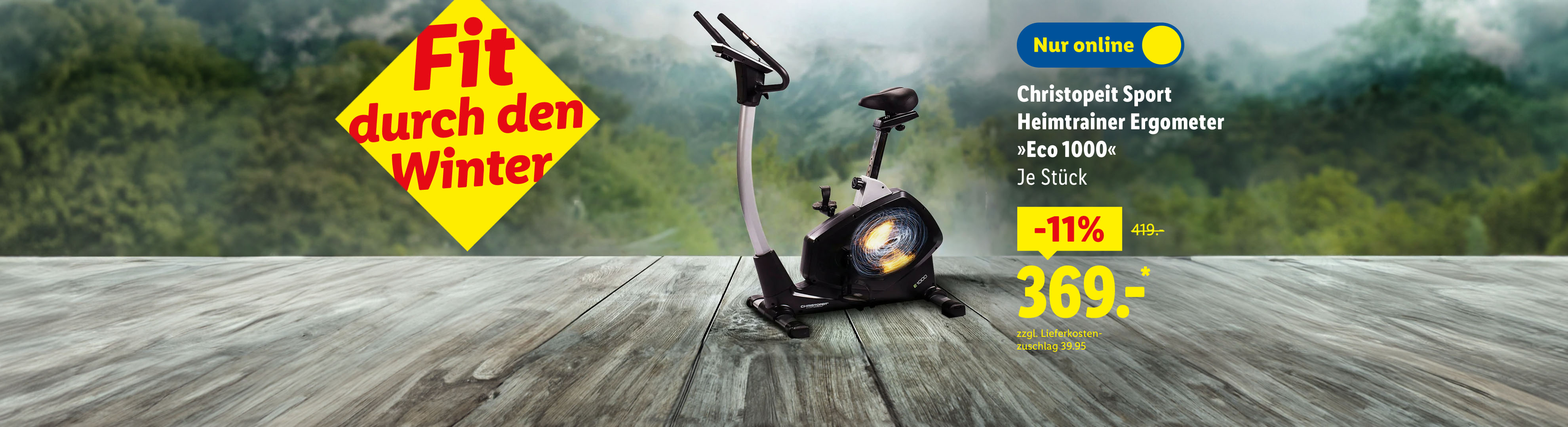 Christopeit Sport Heimtrainer Ergometer „Eco 1000“ mit 11% Rabatt, jetzt 369€, nur online