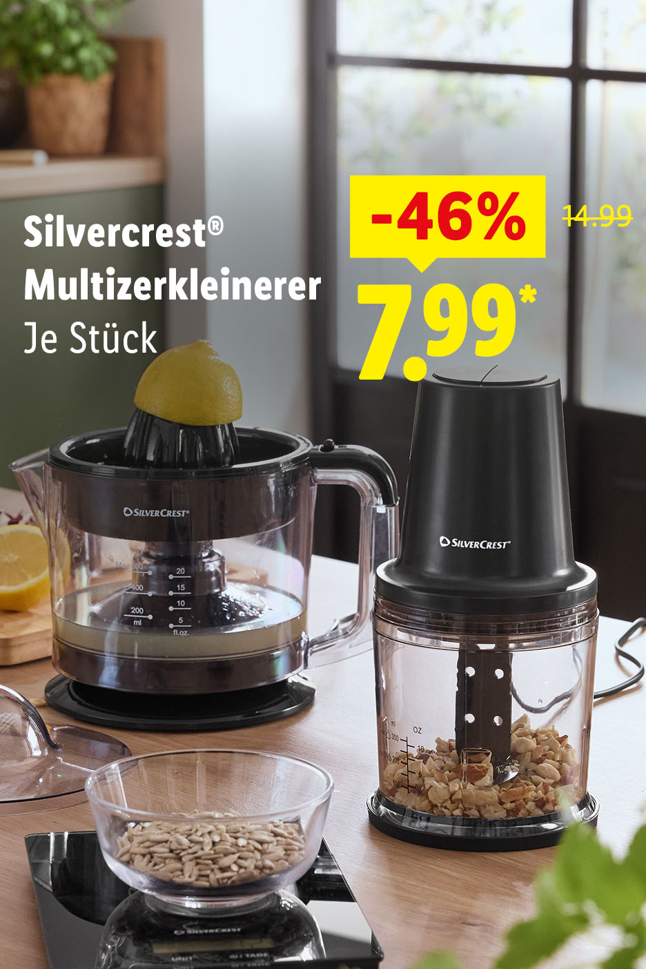 Silvercrest Multizerkleinerer und Zitruspresse für 7,99 € statt 14,99 €.