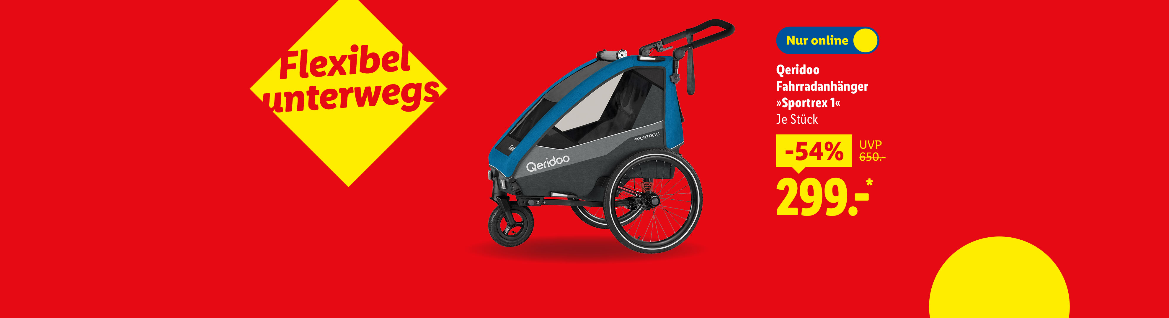 Qeridoo Fahrradanhänger »Sportrex 1«, je Stück -54% günstiger nur online für 299.00€*.