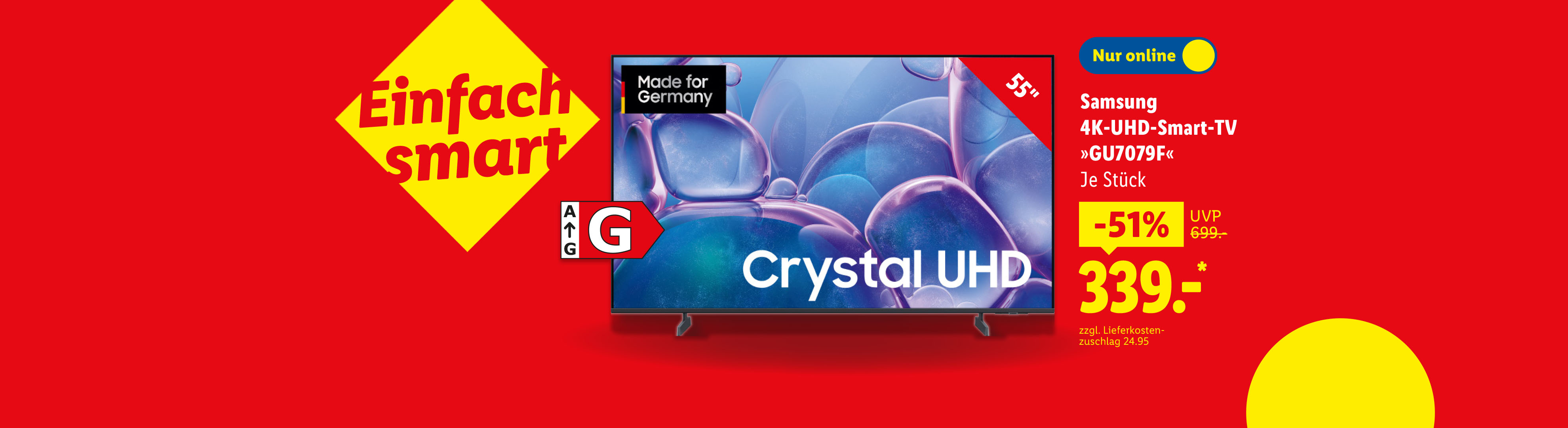Samsung 4K-UHD-Smart-TV »GU7079F«, je Stück -51 % günstiger nur online für 339.00€*.