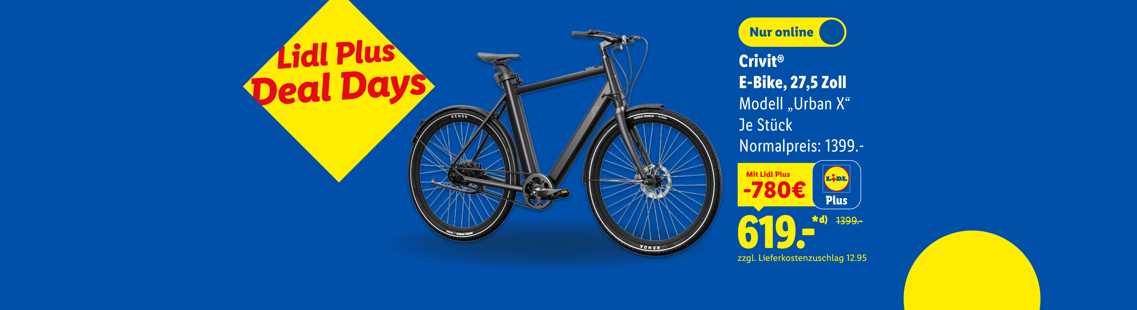 Crivit® E-Bike, 27,5 Zoll Modell „Urban X“, je Stück -780€ günstiger mit Lidl Plus nur online für 619.-€*