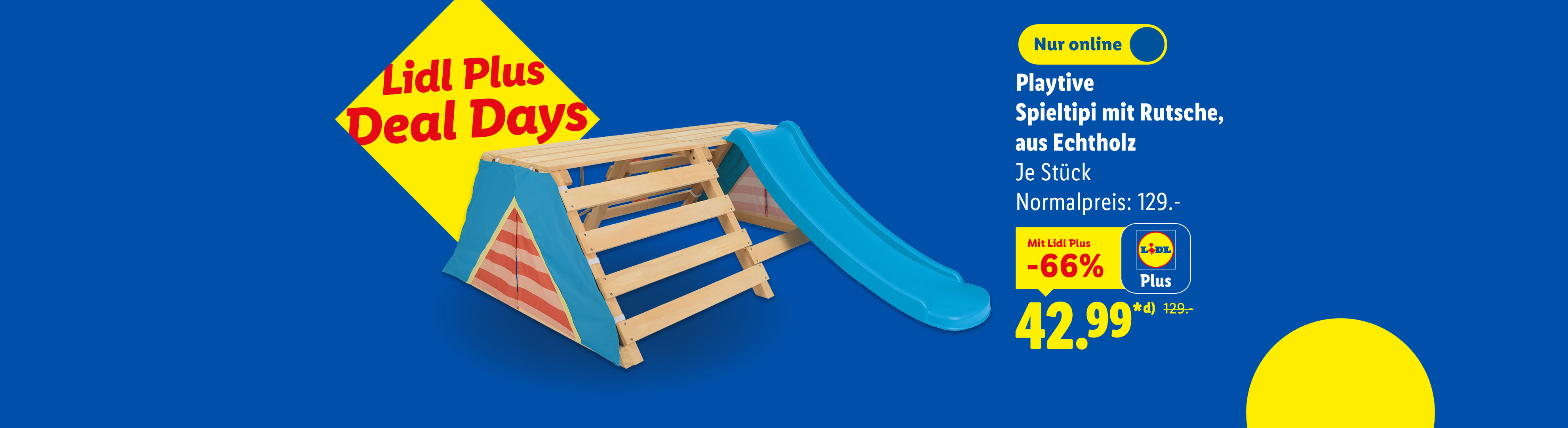 Playtive Spieltipi mit Rutsche, aus Echtholz, je Stück -66% günstiger mit Lidl Plus nur online für 42.99€*