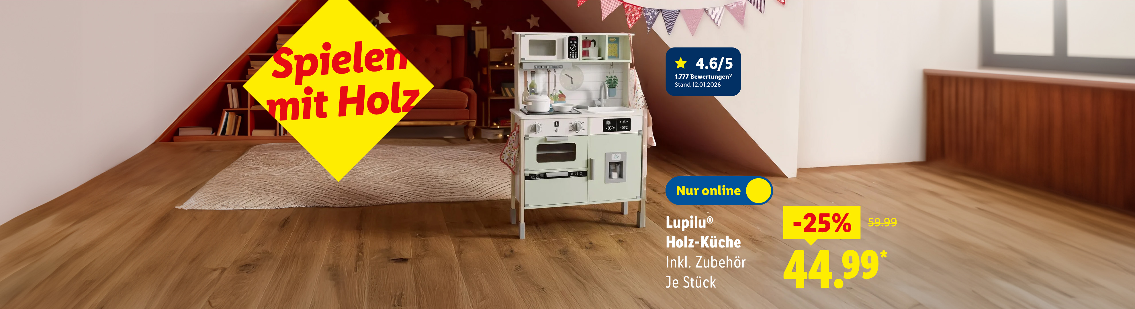 Lupilu® Holz-Küche inkl. Zubehör, je Stück -25 % günstiger nur online für 44.99€*