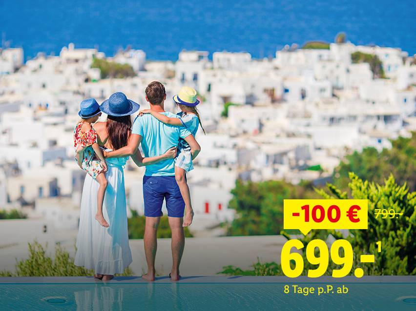 Mit Reisen & Experiences Familienurlaub buchen ab 699€ pro Person statt 799€ für 8 Tage All Inclusive. Daraus ergibt sich eine Ersparnis von 100€.