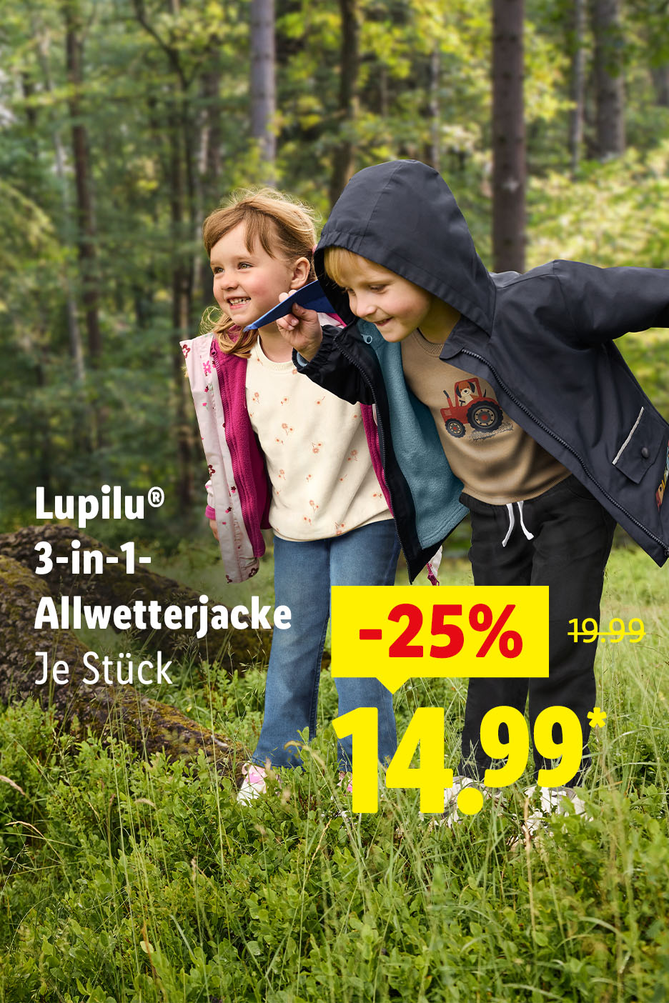 Lupilu® 3-in-1-Allwetterjacke, Je Stück mit einem Angebot von -25% auf 14.99.