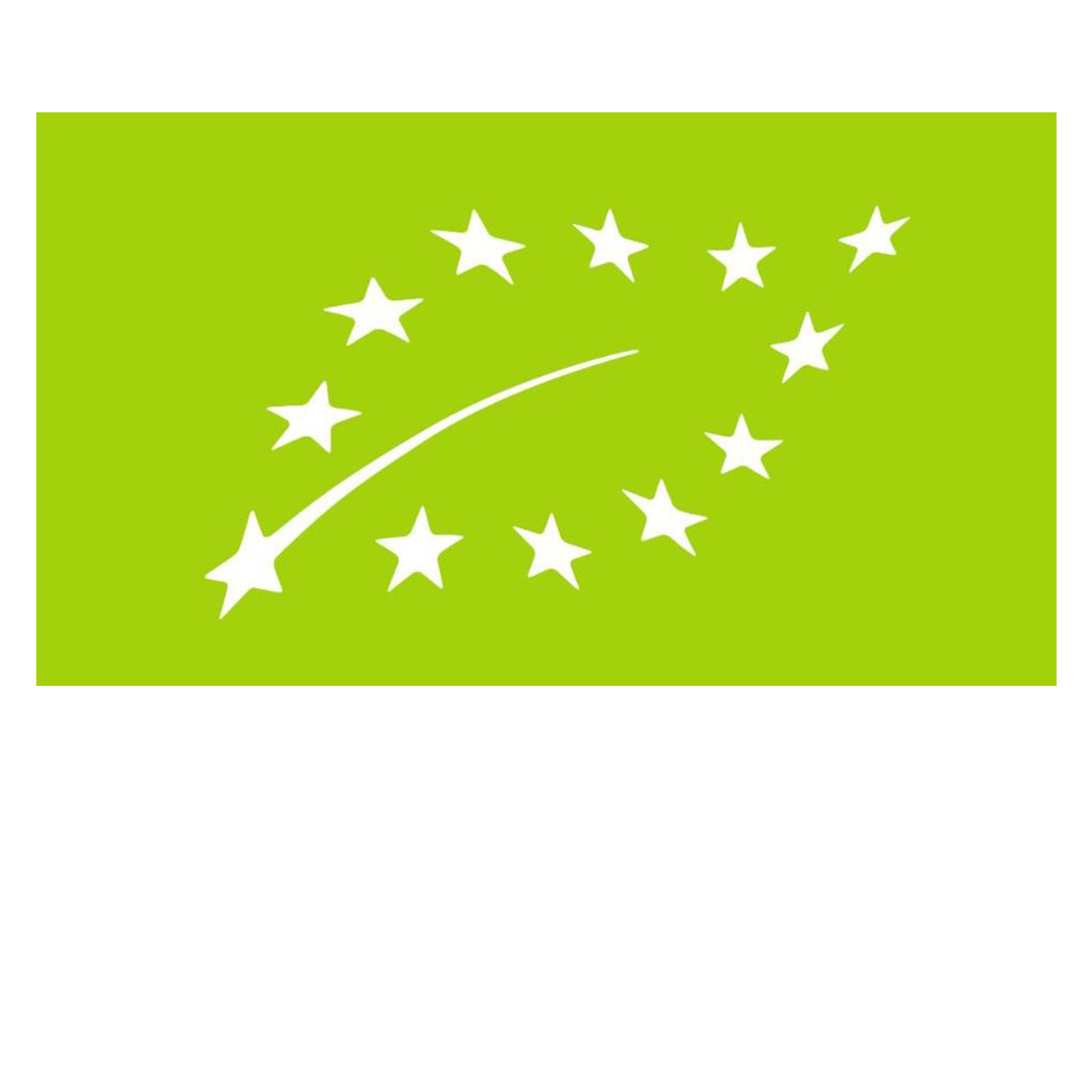 EU-Bio-Siegel: Zwölf weiße Sterne bilden ein Blatt auf grünem Hintergrund.